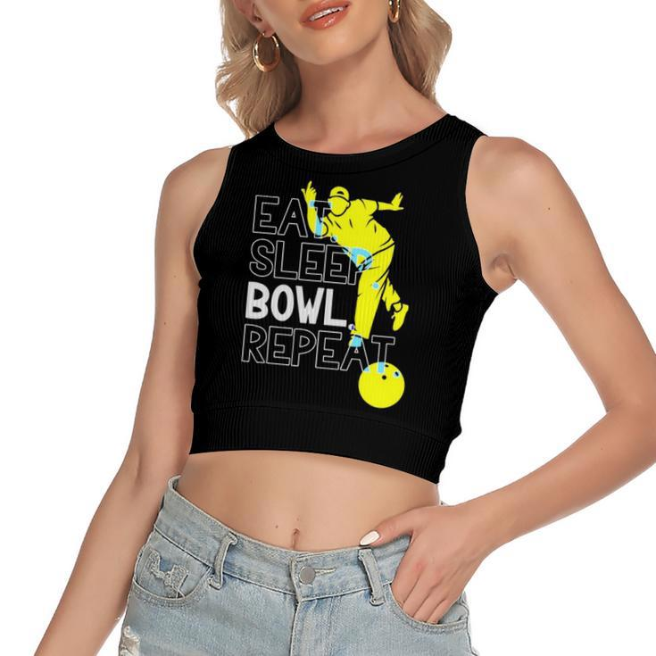 Bowling Eat Sleep Bowl Repeat Women's Crop Top Tank Top