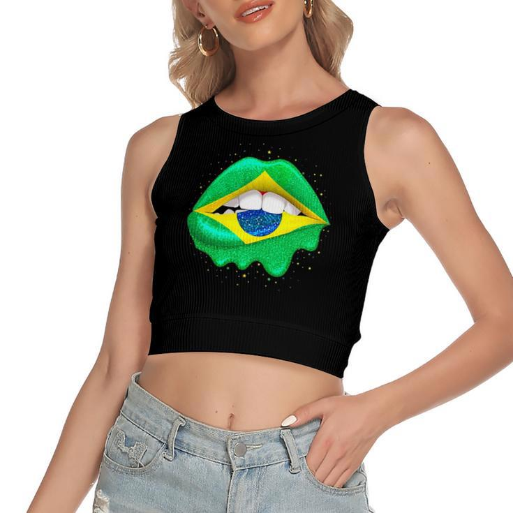 Brazilian Flag Lips Girls Brazil Women's Crop Top Tank Top