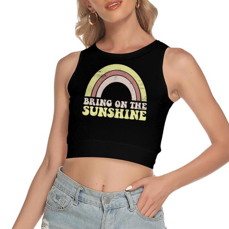 Bring On The Sunshine Distressed Graphic Tee Rainbow Women's Crop Top Tank Top