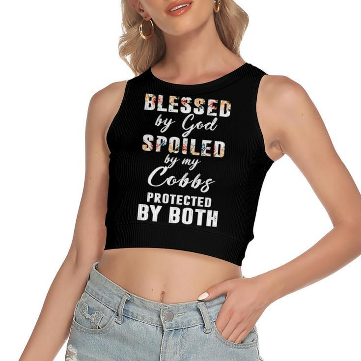 Cobbs Name Gift   Blessed By God Spoiled By My Cobbs Women's Sleeveless Bow Backless Hollow Crop Top
