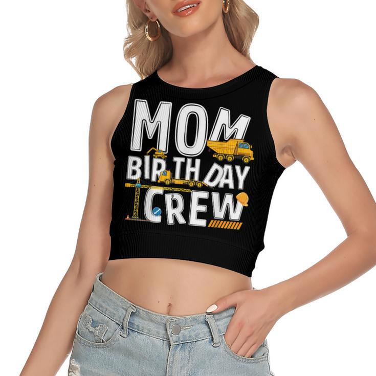 Construction Mom Birthday Crew Party Worker Mom  Women's Sleeveless Bow Backless Hollow Crop Top