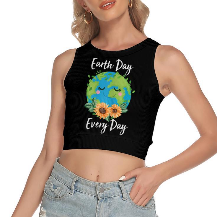 Cool Earth Day Sunflower Quote Earth Day  For Kids  Women's Sleeveless Bow Backless Hollow Crop Top