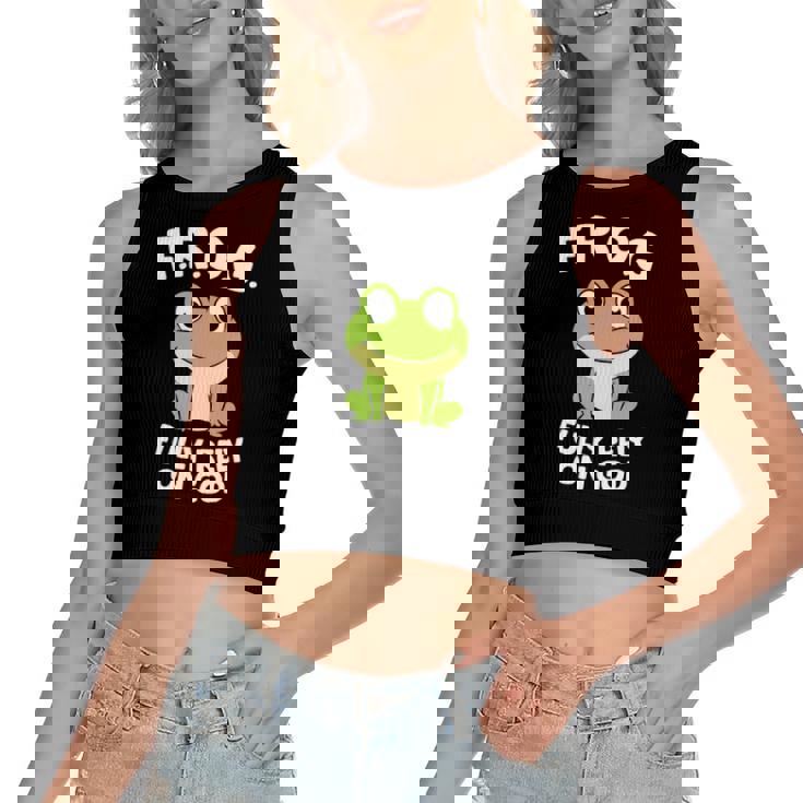 Cute Frog Fully Rely On God Christian Frog Women's Crop Top Tank Top