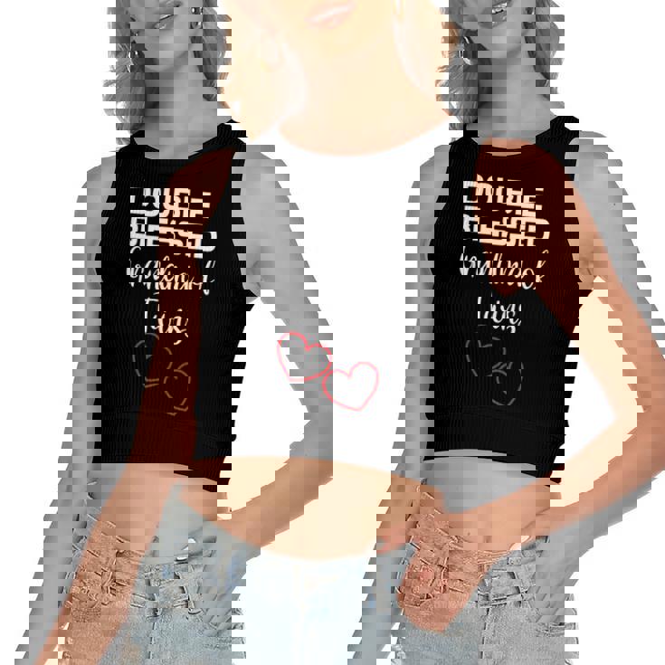 Double Blessed Grandma Of Twins Grandmother Apparel Women's Crop Top Tank Top