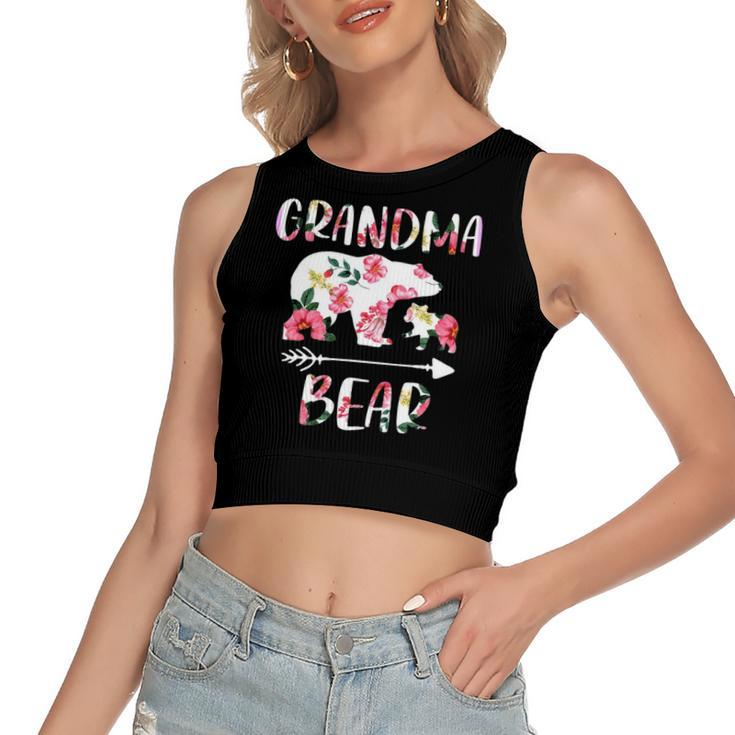 Floral Bear Matching Outfits Grandma Bear Women's Crop Top Tank Top