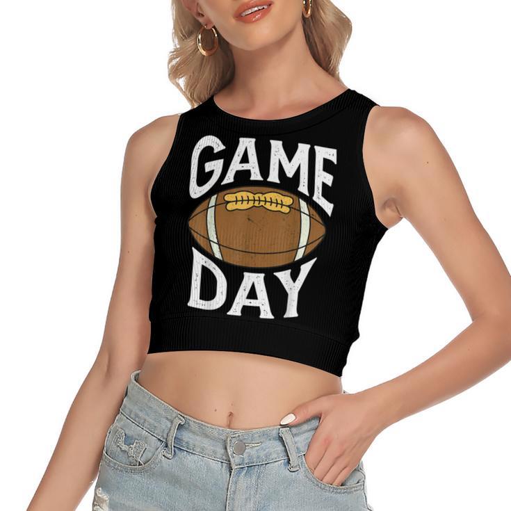 Football Player Vintage Game Day  Women's Sleeveless Bow Backless Hollow Crop Top