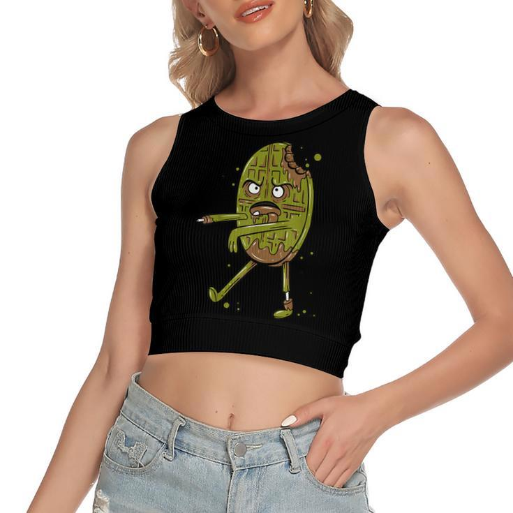 Funny Monster Zombie Cookie Scary Halloween Costume 2020  Women's Sleeveless Bow Backless Hollow Crop Top