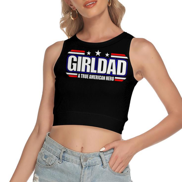 Girl Dad Father Day From Wife Daughter Baby Girl 4Th Of July  Women's Sleeveless Bow Backless Hollow Crop Top