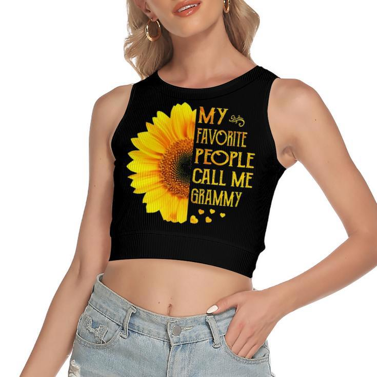 Grammy Grandma Gift   My Favorite People Call Me Grammy Women's Sleeveless Bow Backless Hollow Crop Top