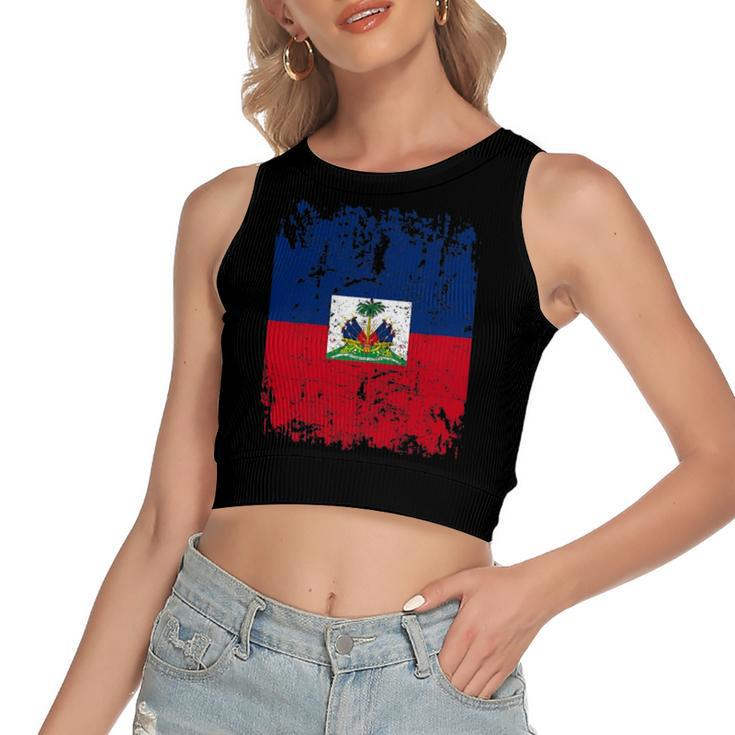 Haiti Flag Vintage Haiti Women's Crop Top Tank Top