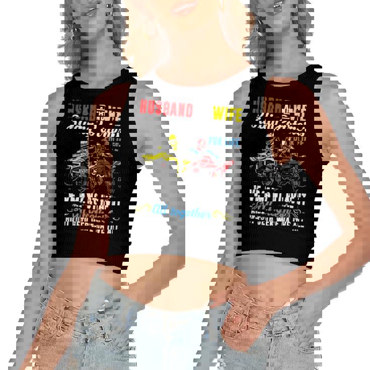 Husband & Wife Riding Partners For Life 4 Wheeler Quad Bike Women's Crop Top Tank Top