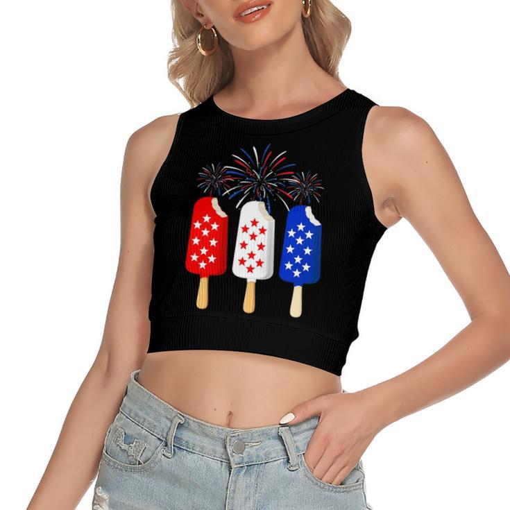 Ice Cream 4Th Of July American Flag Patriotic Women's Crop Top Tank Top