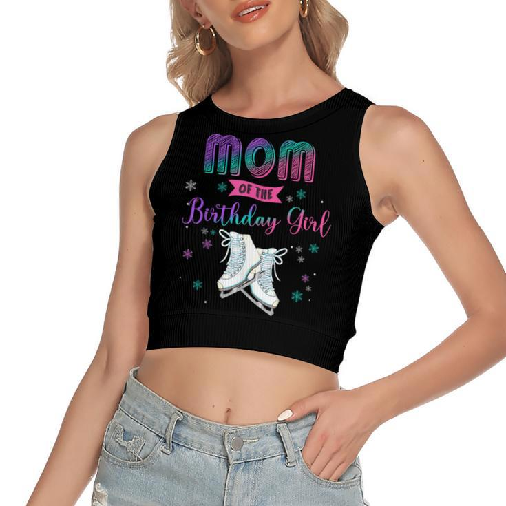 Ice Skating Mom Of The Birthday Girl Family Matching  Women's Sleeveless Bow Backless Hollow Crop Top