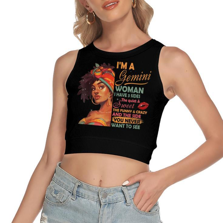 Im A Gemini Woman I Have 3 Sides  Gemini Birthday  Women's Sleeveless Bow Backless Hollow Crop Top