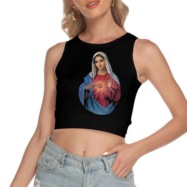 Immaculate Heart Of Mary V-Neck Women's Crop Top Tank Top