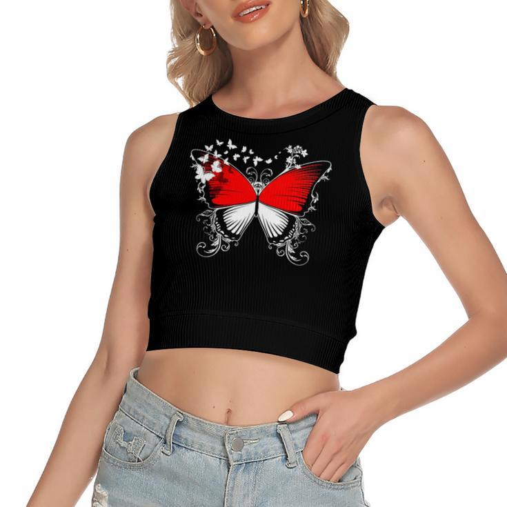 Indonesia Flag Indonesian Butterfly Lover Women's Crop Top Tank Top