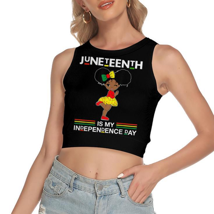 Juneteenth Is My Independence Day Black Girl Black Queen   Women's Sleeveless Bow Backless Hollow Crop Top
