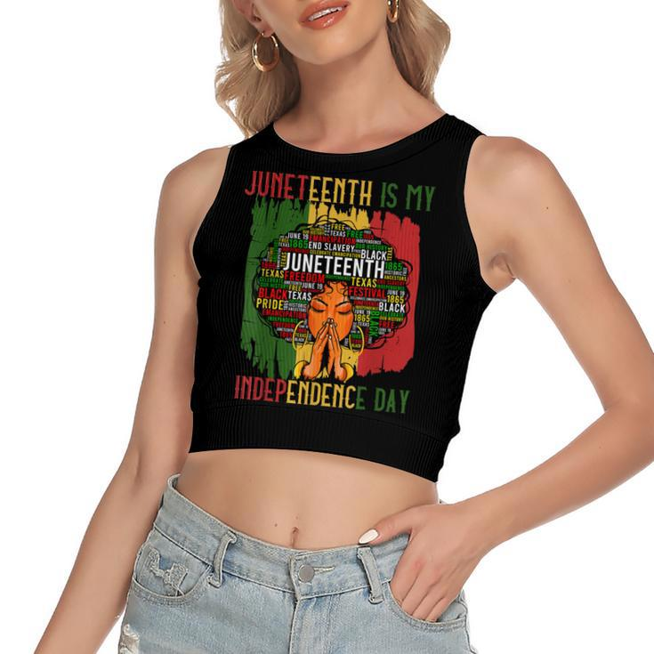 Juneteenth Is My Independence Day Black Women 4Th Of July   Women's Sleeveless Bow Backless Hollow Crop Top