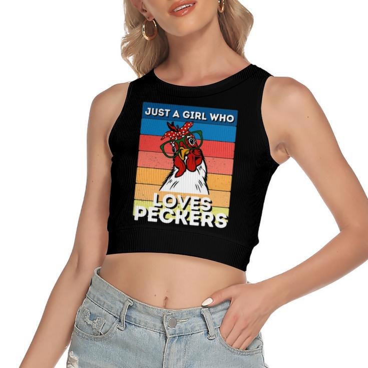 Just A Girl That Loves Peckers Chicken Woman Tee Women's Crop Top Tank Top