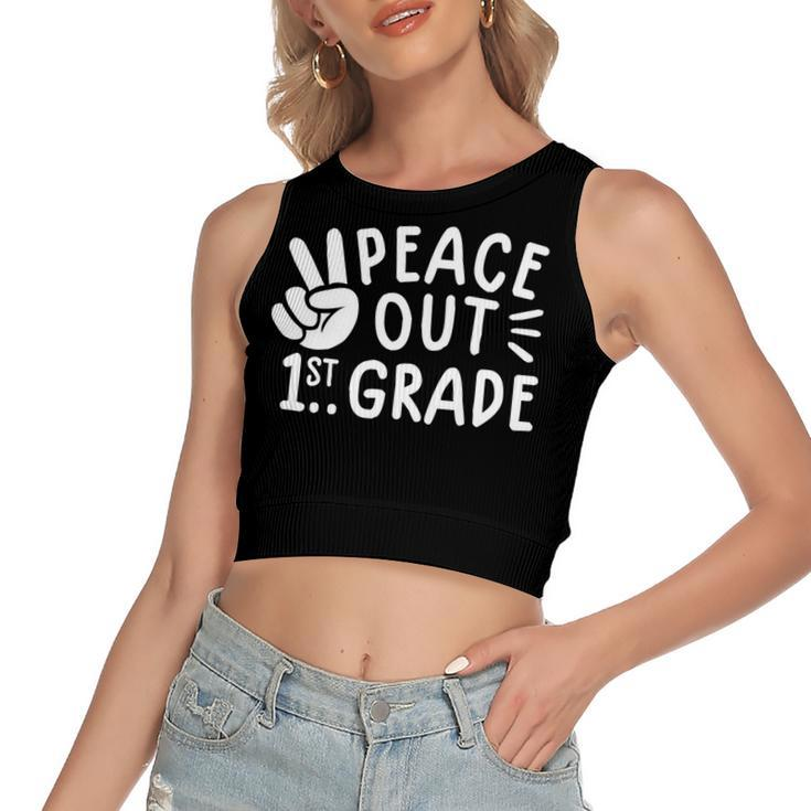 Kids Peace Out 1St Grade  For Boys Girls Last Day Of School   Women's Sleeveless Bow Backless Hollow Crop Top