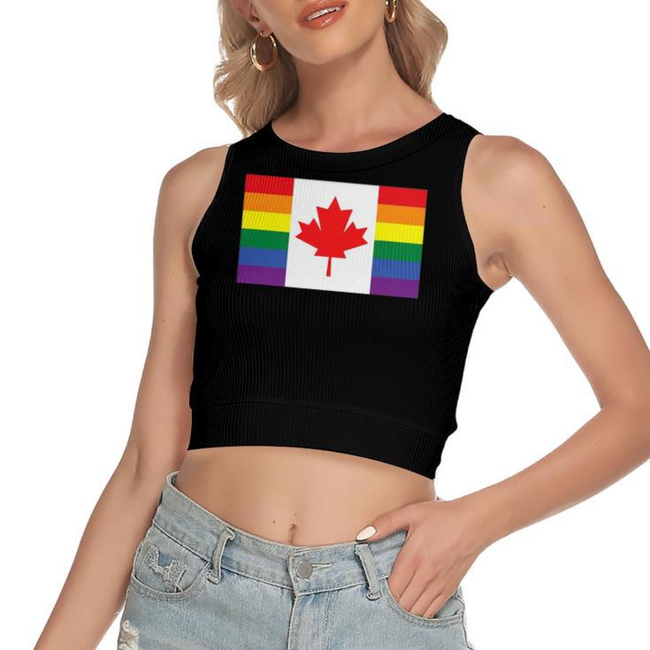 Lgbt Gay Pride Rainbow Canadian Flag Women's Crop Top Tank Top