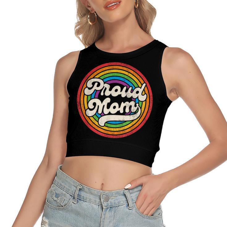 Lgbtq Proud Mom Gay Pride Lgbt Ally Rainbow Mothers Day  Women's Sleeveless Bow Backless Hollow Crop Top