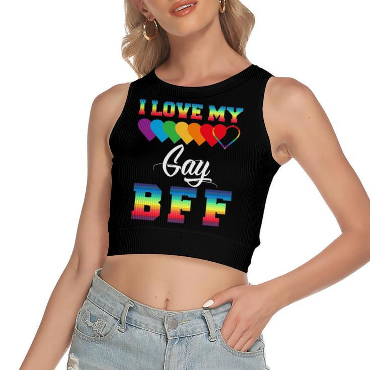 I Love My Gay Bff Rainbow Lgbt Pride Proud Lgbt Friend Ally Women's Crop Top Tank Top