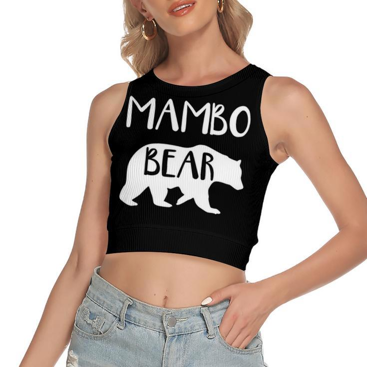 Mambo Grandma Gift   Mambo Bear Women's Sleeveless Bow Backless Hollow Crop Top