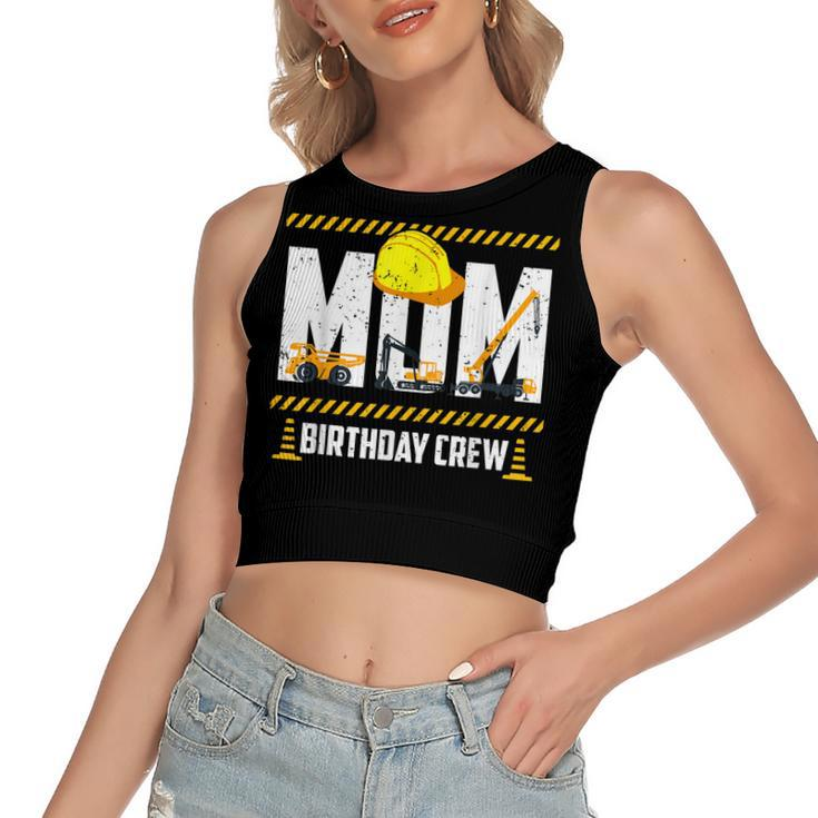 Mom Birthday Crew Construction Birthday Party Supplies   Women's Sleeveless Bow Backless Hollow Crop Top