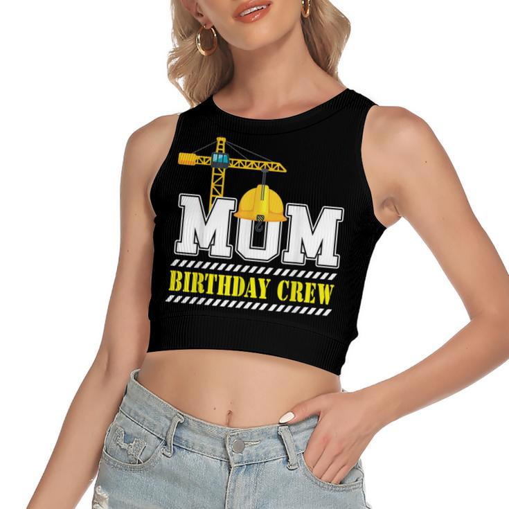 Mom Birthday Crew Construction Birthday Party  V2 Women's Sleeveless Bow Backless Hollow Crop Top