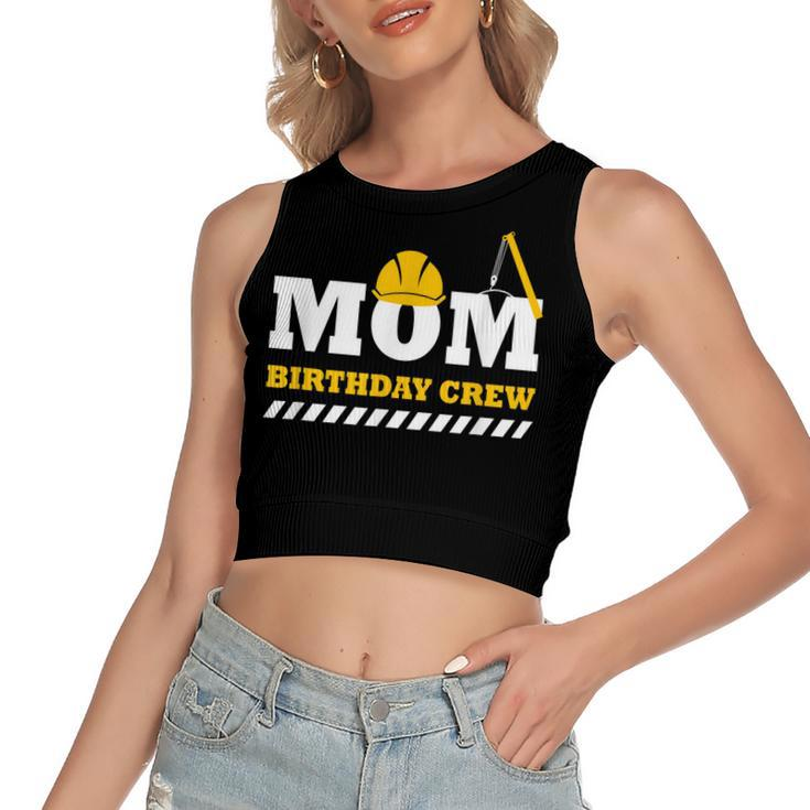 Mom Birthday Crew Construction Birthday Party  V3 Women's Sleeveless Bow Backless Hollow Crop Top