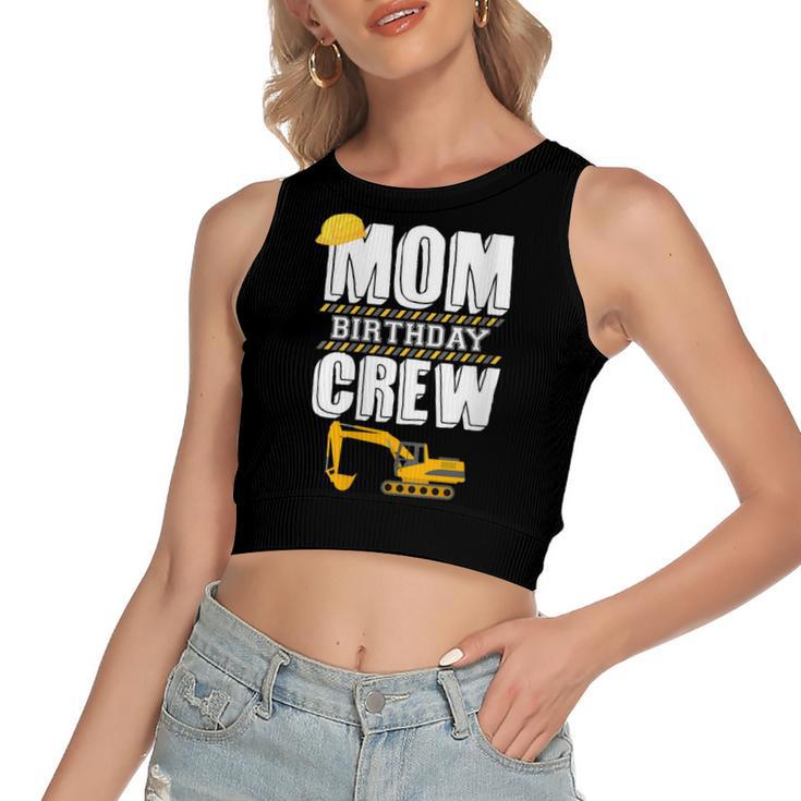 Mom Birthday Crew Construction Worker Hosting Party   Women's Sleeveless Bow Backless Hollow Crop Top