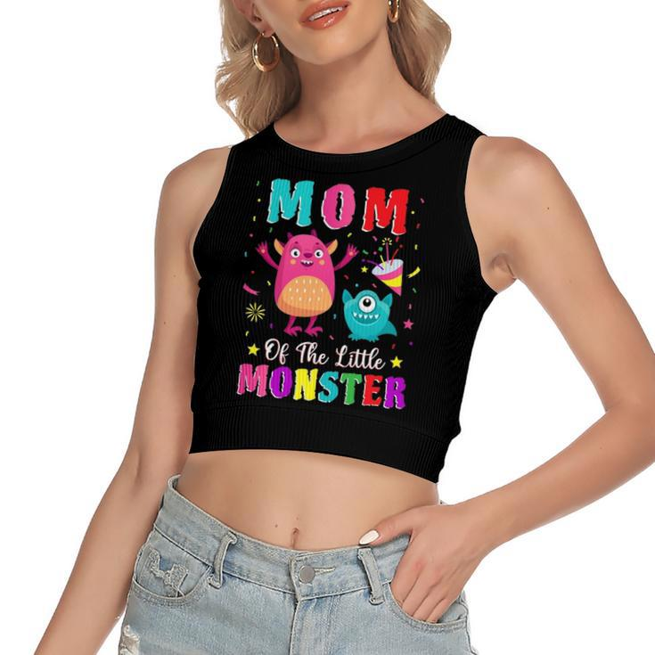 Mom Of The Little Monster Matching Birthday Son Women's Crop Top Tank Top