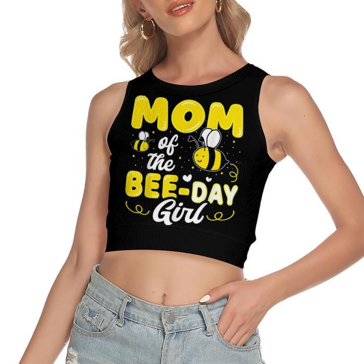 Mom Of The Bee Day Girl Hive Party Matching Birthday Sweet  Women's Sleeveless Bow Backless Hollow Crop Top