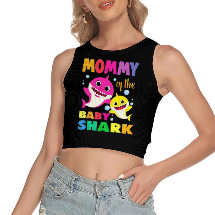 Mommy Of The Birthday Shark Mom Matching Women's Crop Top Tank Top