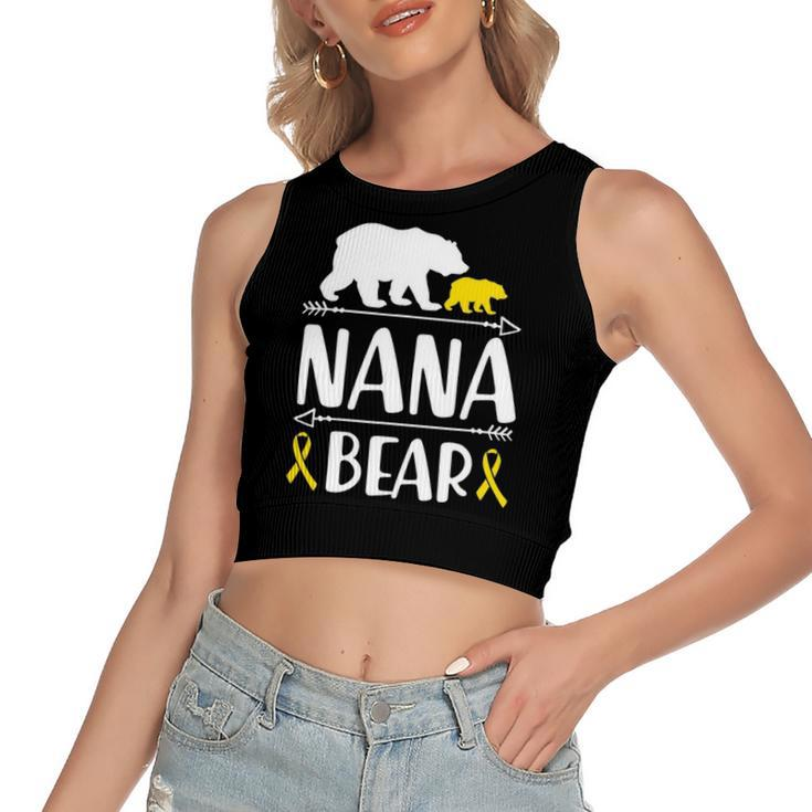 Nana Bear Childhood Cancer Awareness Grandma Of A Warrior Women's Crop Top Tank Top