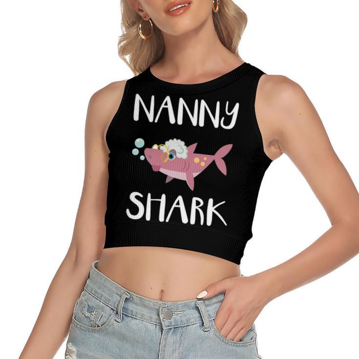 Nanny Grandma Gift   Nanny Shark V2 Women's Sleeveless Bow Backless Hollow Crop Top