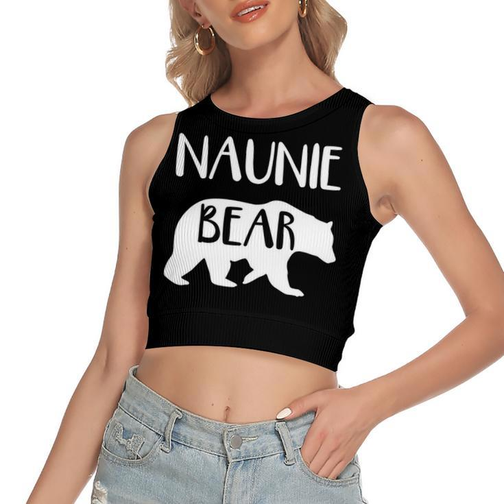 Naunie Grandma Gift   Naunie Bear Women's Sleeveless Bow Backless Hollow Crop Top