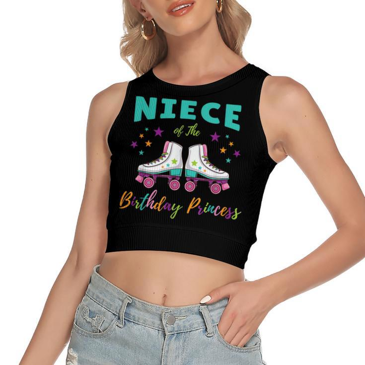 Niece Of The Birthday Princess Roller Skating  Women's Sleeveless Bow Backless Hollow Crop Top