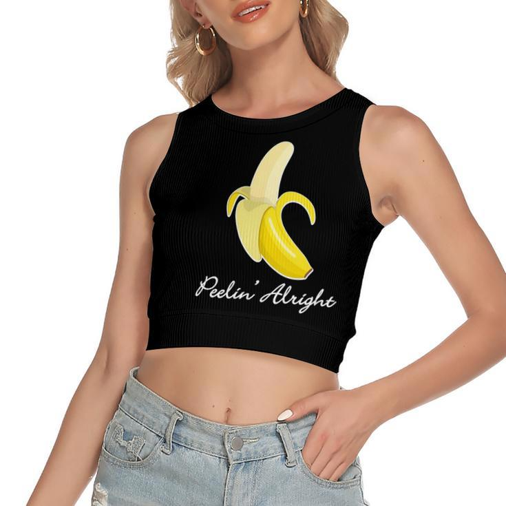 Positive Vibes Banana Peelin Alright Graphic V-Neck Women's Crop Top Tank Top