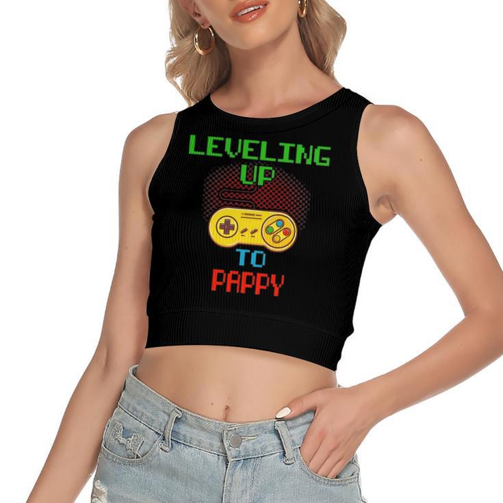 Promoted To Pappy Unlocked Gamer Leveling Up Women's Crop Top Tank Top