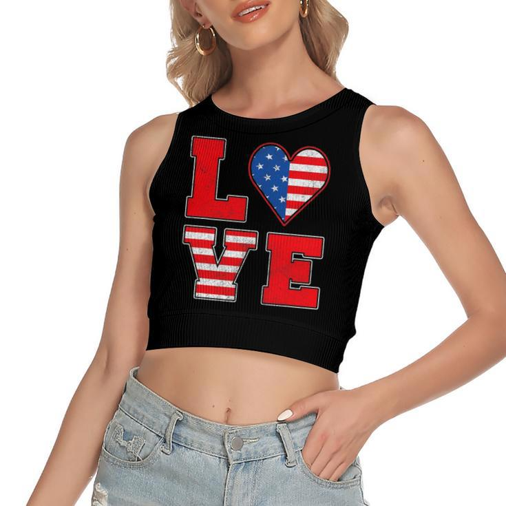 Red White And Blue S For Girl Love American Flag Women's Crop Top Tank Top