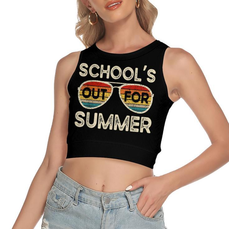 Retro Last Day Of School Schools Out For Summer Teacher Women's Crop Top Tank Top