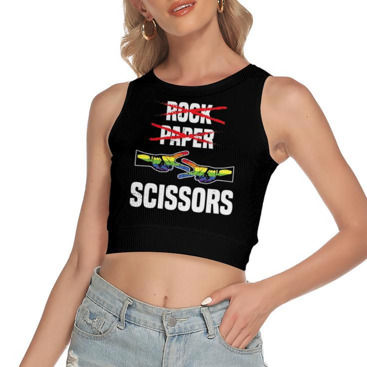 Rock Paper Scissors Lgbt Pride Parade Lesbian Women's Crop Top Tank Top
