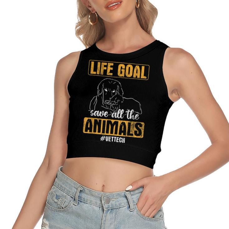 Save All The Animals Veterinary Vet Tech  Women's Sleeveless Bow Backless Hollow Crop Top