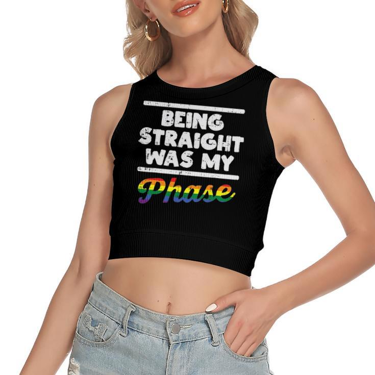 Being Straight Was My Phase Gay Rainbow Pride Flag Lgbtq Women's Crop Top Tank Top