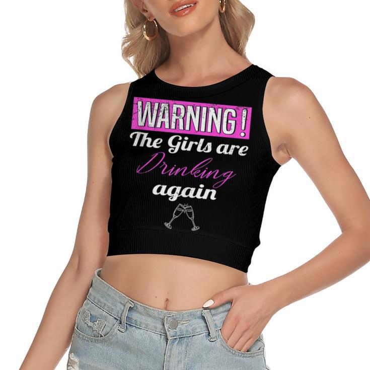 Warning The Girls Are Drinking Again  Women's Sleeveless Bow Backless Hollow Crop Top