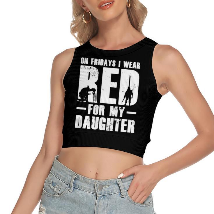 I Wear Red For My Daughter Military Red Flag Friday Women's Crop Top Tank Top