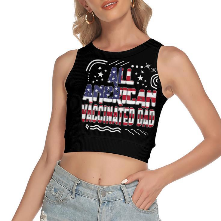 Womens 4Th Of July All American Vaccinated Dad Usa Flag America Ind  Women's Sleeveless Bow Backless Hollow Crop Top