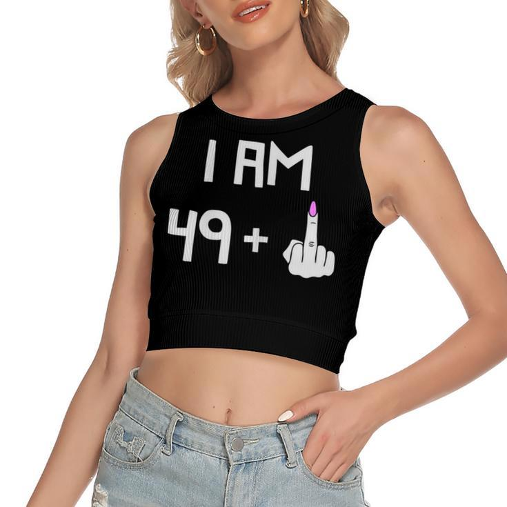 Womens Funny 50Th Birthday Turning Fifty Gag Gift For Mom Or Wife  Women's Sleeveless Bow Backless Hollow Crop Top